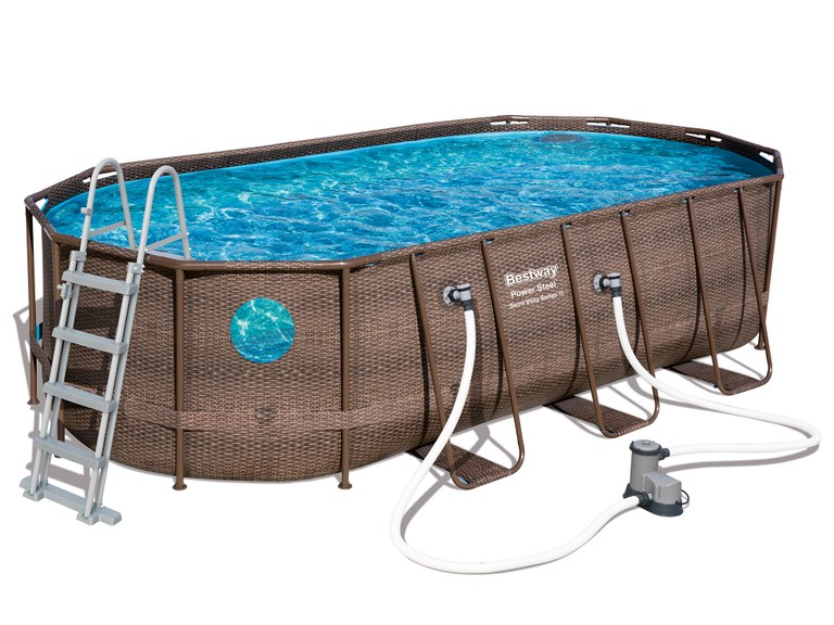 Piscina Desmontable Tubular Bestway Power Steel Diseño Rattan 549x274x122 cm 