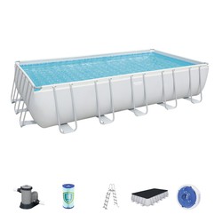 Piscina Desmontable Tubular Rectangular Bestway Power Steel con Depuradora 671x366x132 cm